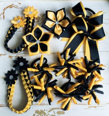 Black Yellow Gold Hair Accessories 1 Handmade ampampamp High Quality School Hair Accessories Available in Clips Hairties Headbands Bunwraps and More Wholesale ampampampamp Fundraising Prices available to schools pampampampampc and organisations