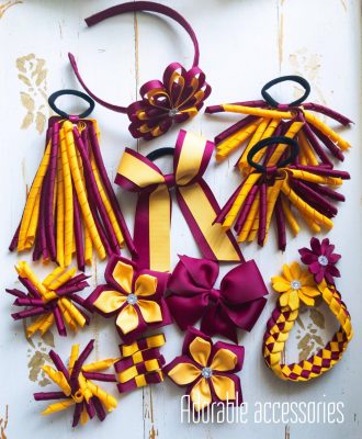 Gold Maroon Hair Accessories 1 Handmade ampampamp High Quality School Hair Accessories Available in Clips Hairties Headbands Bunwraps and More Wholesale ampampampamp Fundraising Prices available to schools pampampampampc and organisations