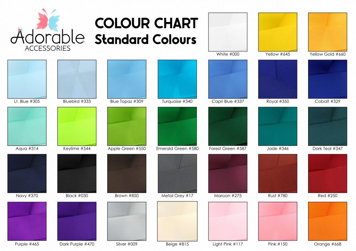 Standard Colour Chart Website Handmade ampampamp High Quality School Hair Accessories Available in Clips Hairties Headbands Bunwraps and More Wholesale ampampampamp Fundraising Prices available to schools pampampampampc and organisations