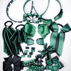 Black Forest green White Handmade ampampamp High Quality School Hair Accessories Available in Clips Hairties Headbands Bunwraps and More Wholesale ampampampamp Fundraising Prices available to schools pampampampampc and organisations