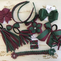 Forest Maroon Handmade ampampamp High Quality School Hair Accessories Available in Clips Hairties Headbands Bunwraps and More Wholesale ampampampamp Fundraising Prices available to schools pampampampampc and organisations