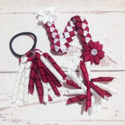 Maroon White Handmade ampampamp High Quality School Hair Accessories Available in Clips Hairties Headbands Bunwraps and More Wholesale ampampampamp Fundraising Prices available to schools pampampampampc and organisations