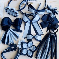 Navy Light Blue Handmade ampampamp High Quality School Hair Accessories Available in Clips Hairties Headbands Bunwraps and More Wholesale ampampampamp Fundraising Prices available to schools pampampampampc and organisations
